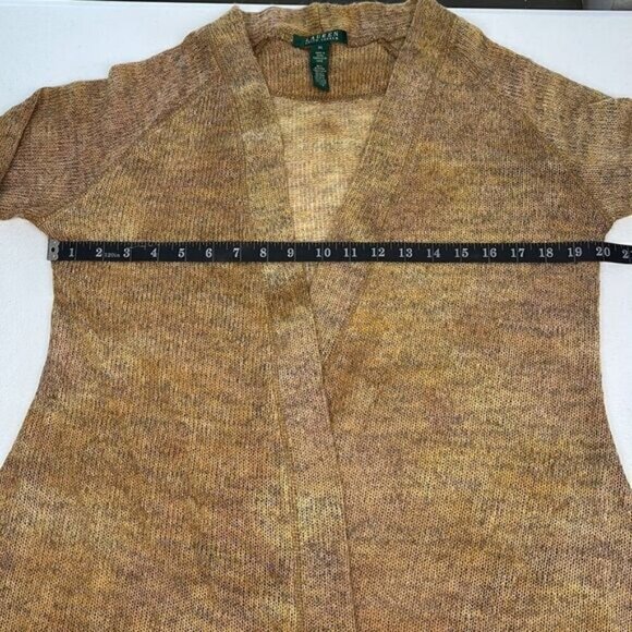 Ralph Lauren Angora Wool Cardigan Open Front 3/4 Sleeves Tan Camel Sweater XL - Picture 9 of 9
